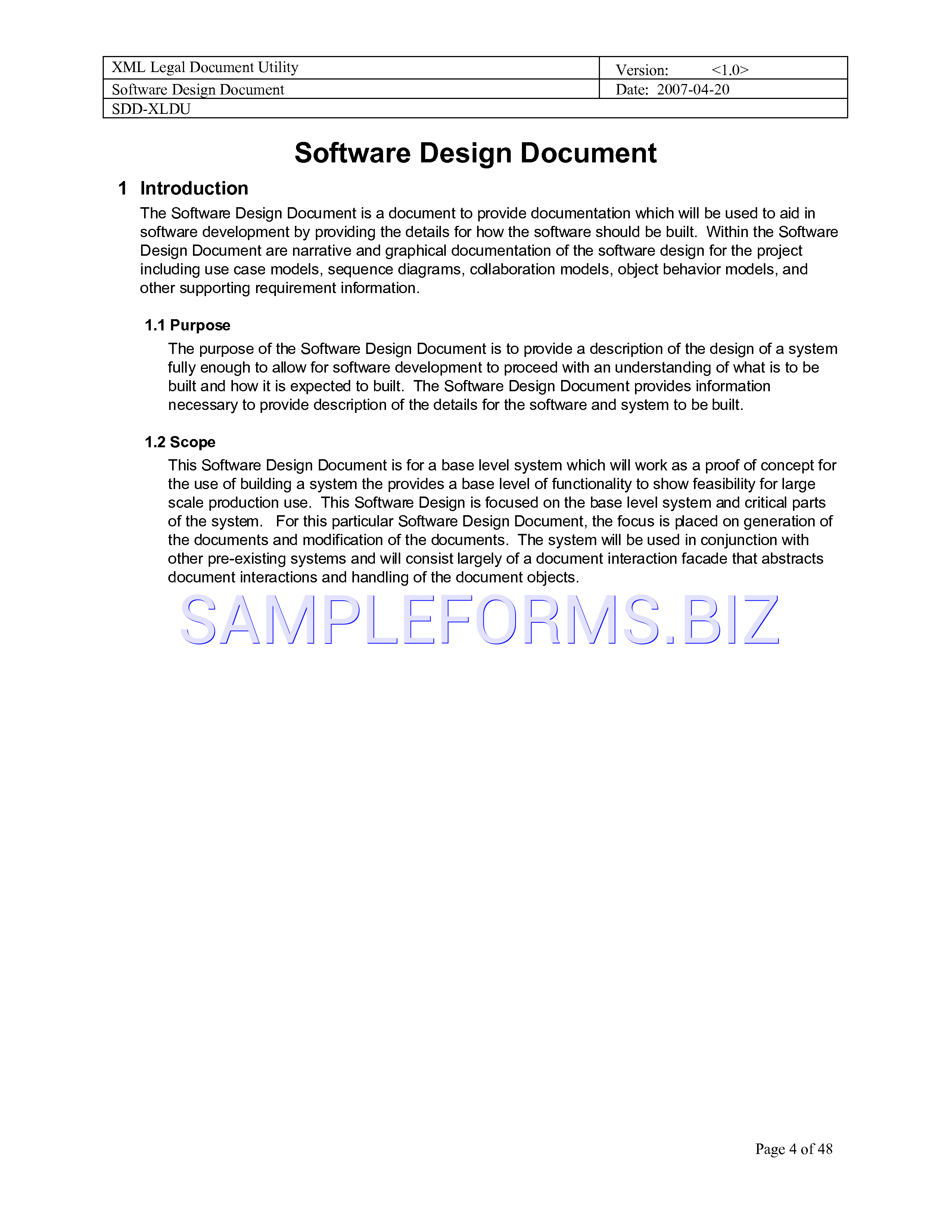 Preview free downloadable Software Design Document 1 in PDF (page 4)